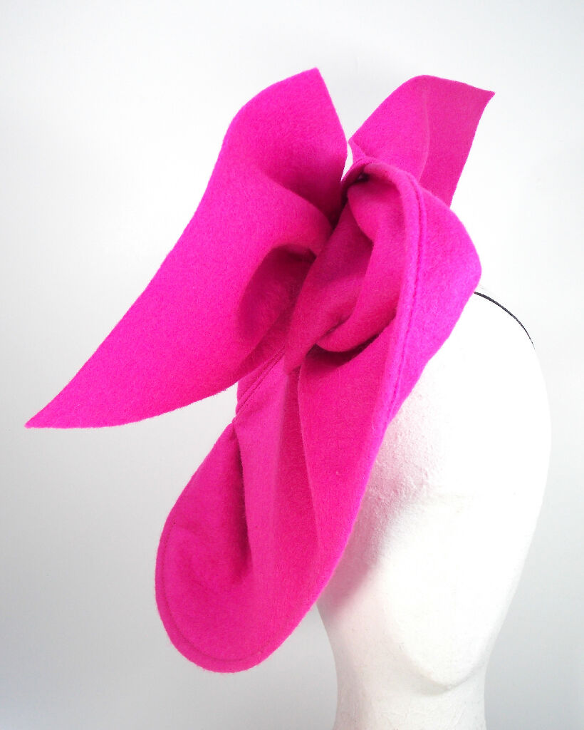 Hot pink 40s bow hat6