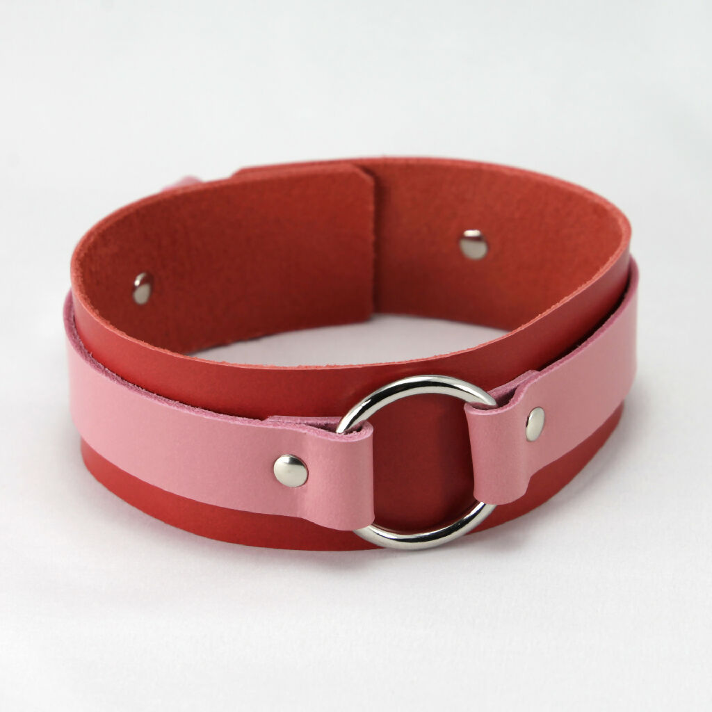 Leather Collar Red/Pink