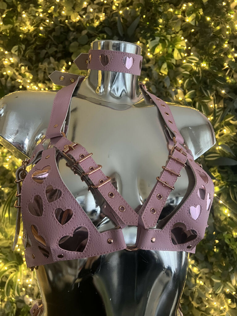 Queen of hearts bra, thong & collar set