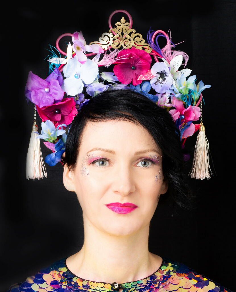Pastel flower and tassel headdress