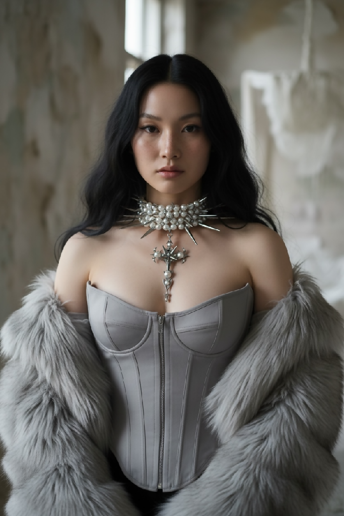 Thorned Empress Cross pearl choker