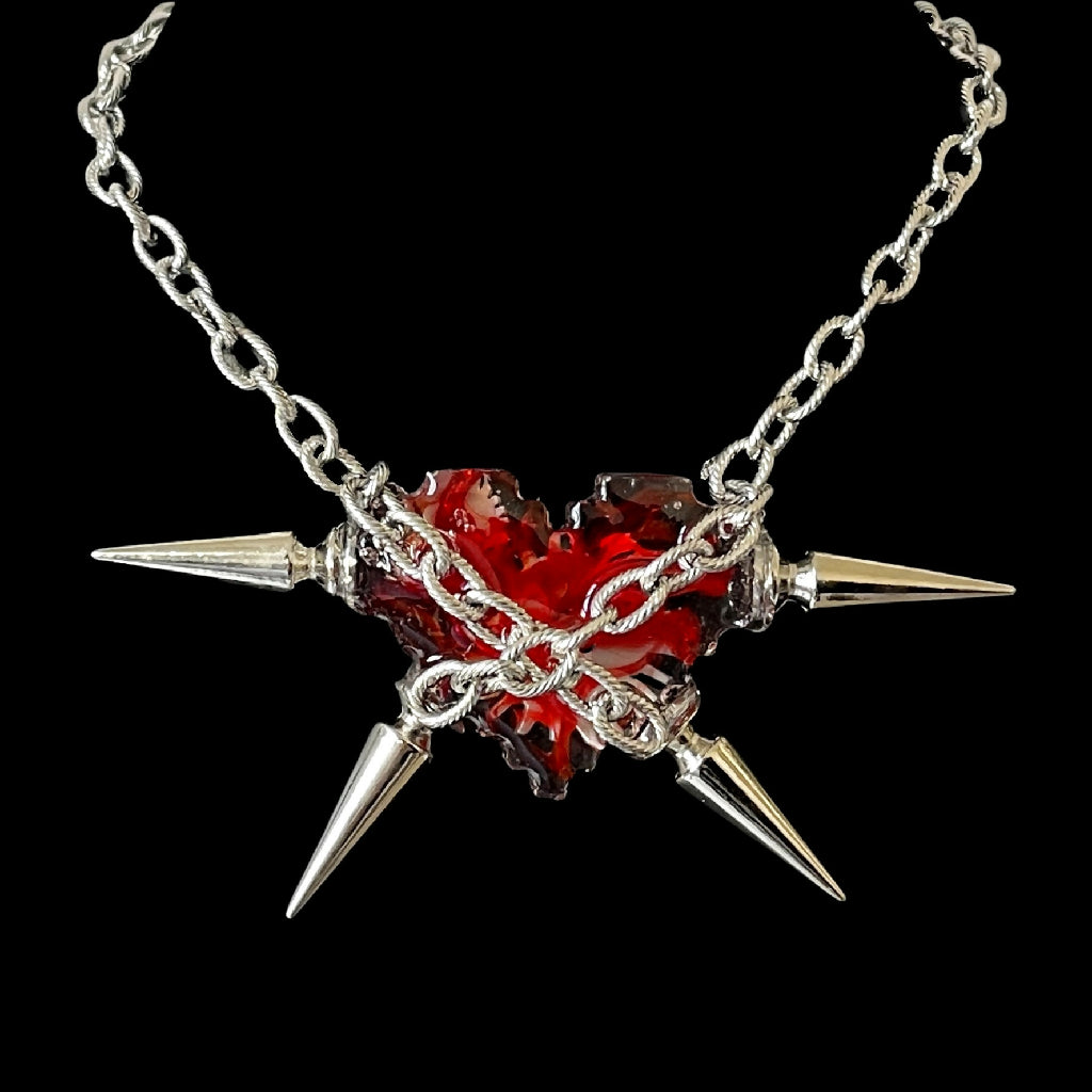 Bleeding cyber heart necklace