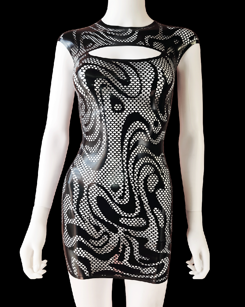 Latex Mesh Swirly Dress