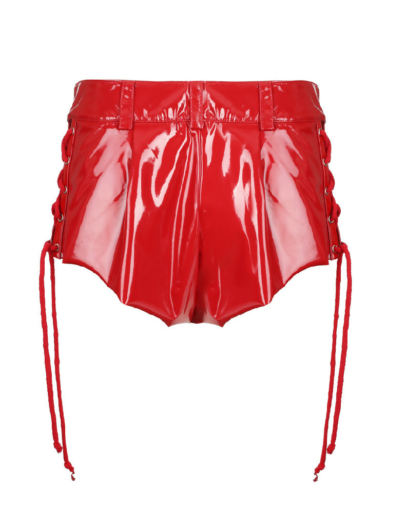 Shorts tied up made of lack RED