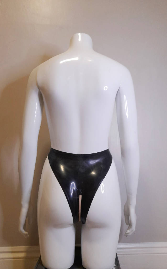 Latex Crotch Zip Thong Back Knickers. Custom Made