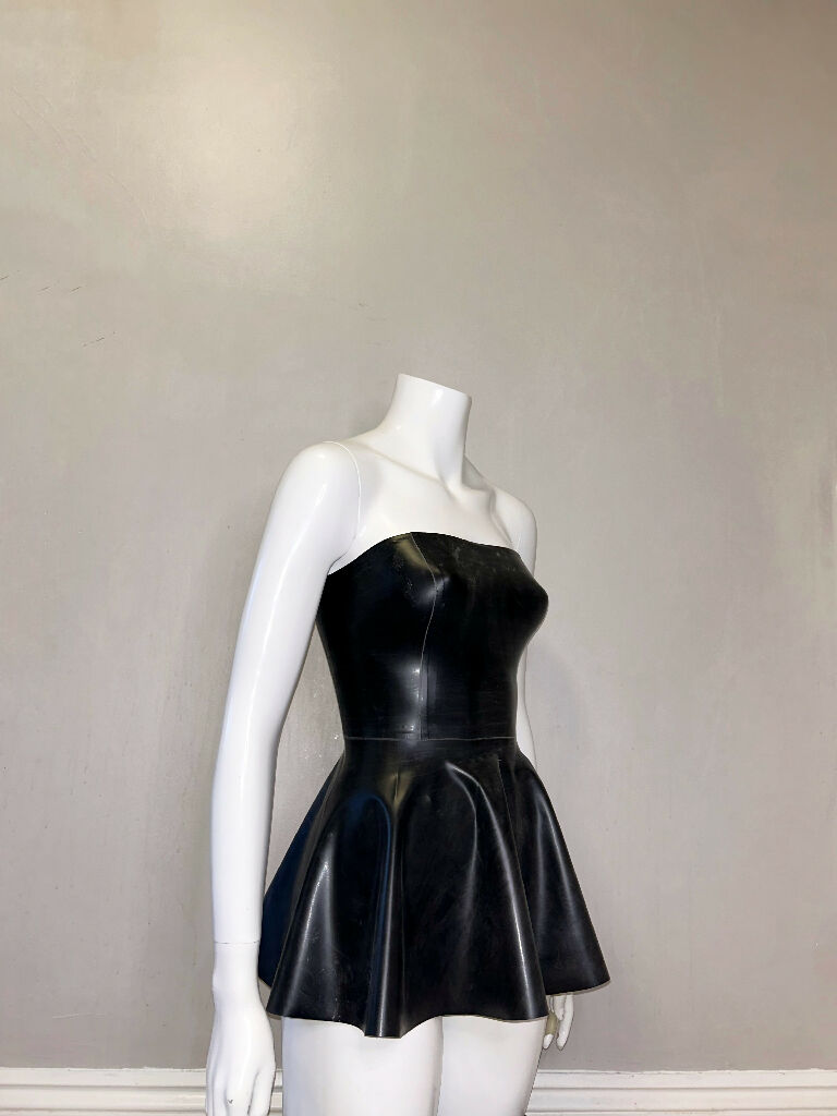 Latex MIni Boob Tube Skater Dress. Custom Made