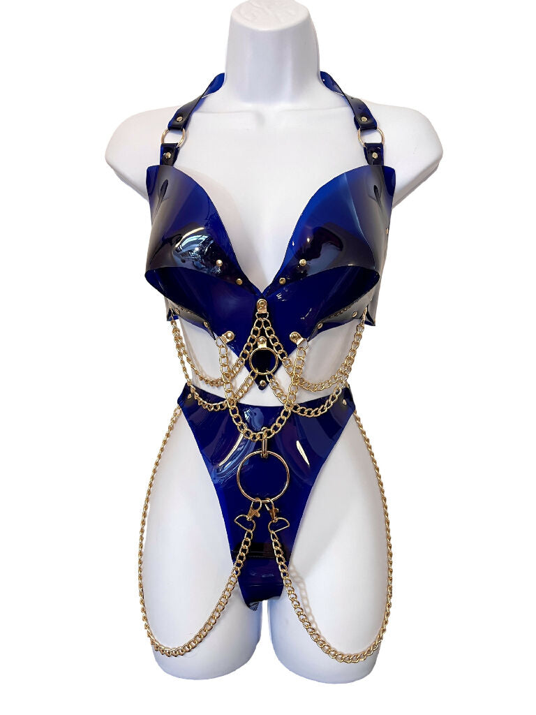 HEART IN CHAINS SET - Navy and Gold