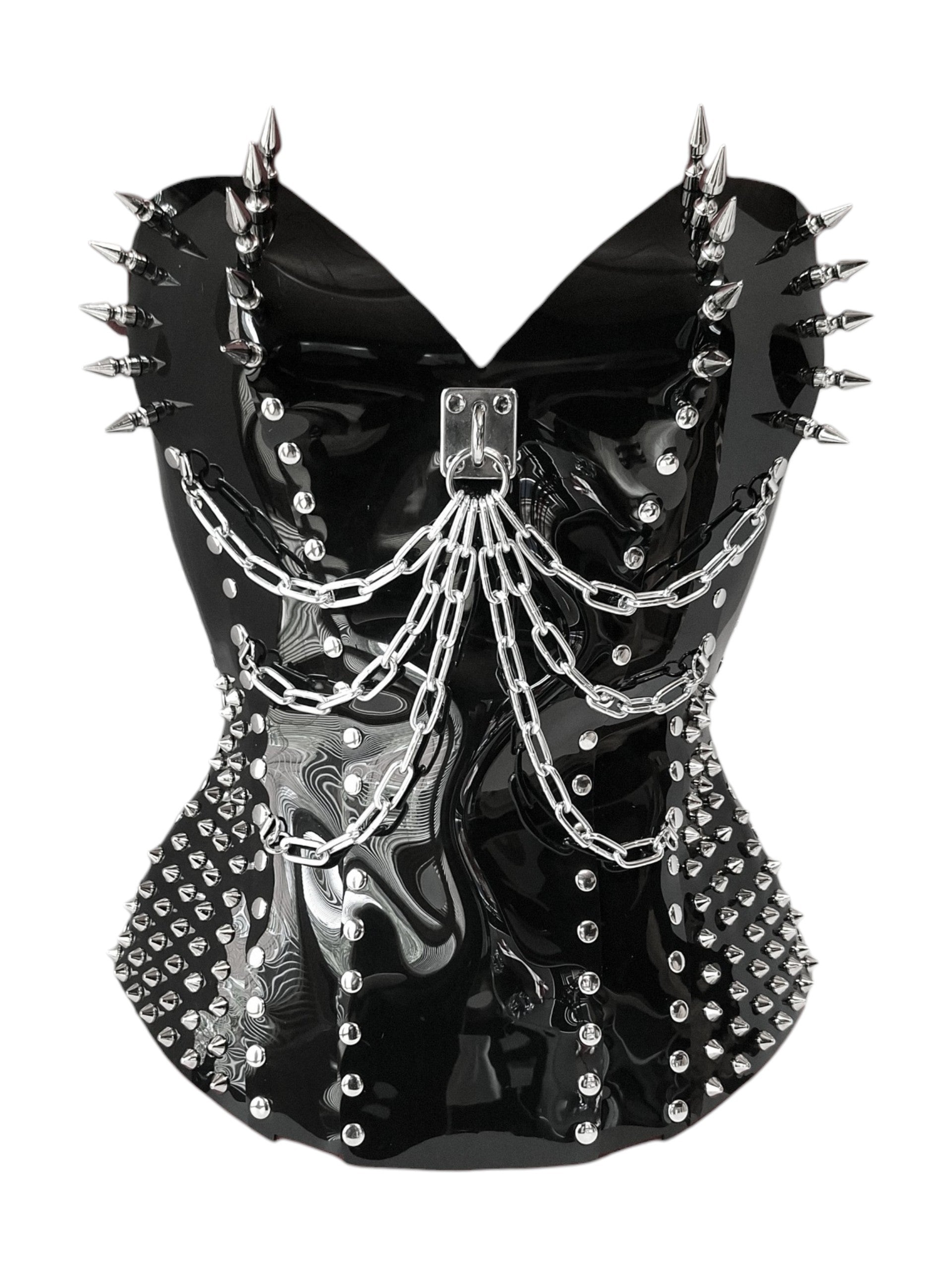 THE WARDEN Extreme Gothic Spiked Overbust Corset