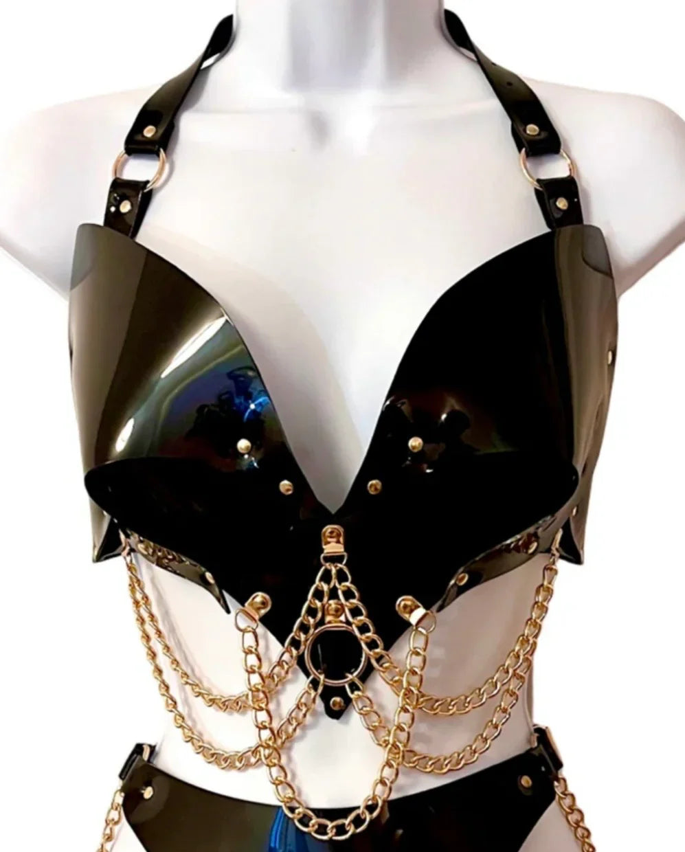 HEART IN CHAINS Bra only - Black and Gold