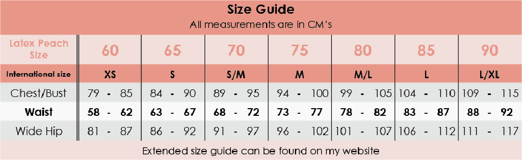 Charmskool Size Chart BODY