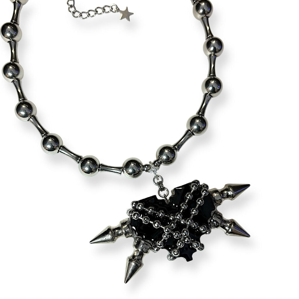 Gaged Steel Dark Heart necklace