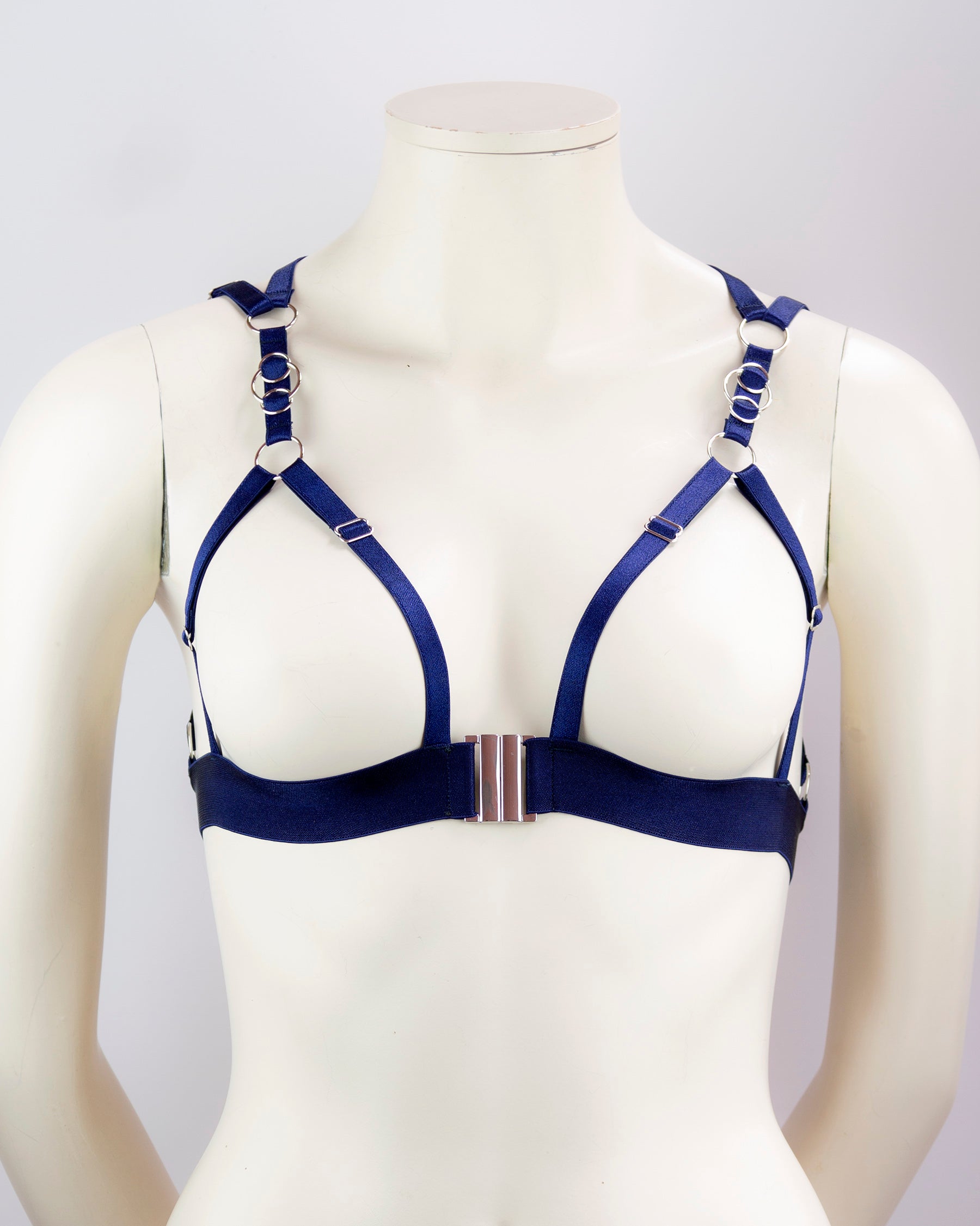 Atria cage bralette: Midnight Blue & Silver, ready-to-ship