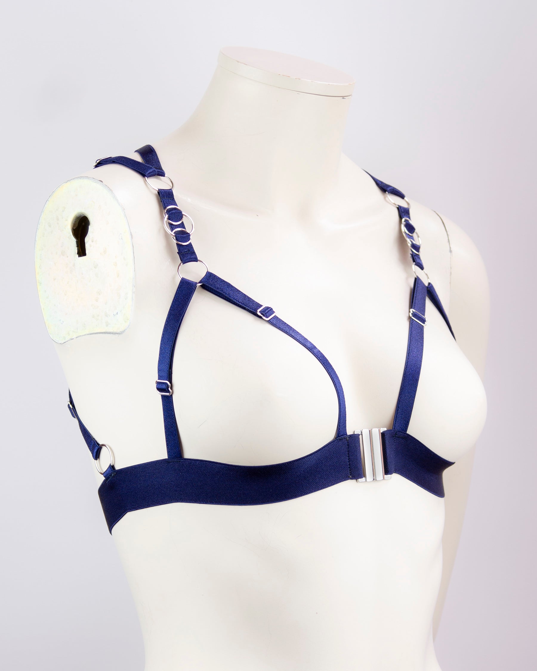 Atria cage bralette: Midnight Blue & Silver, ready-to-ship