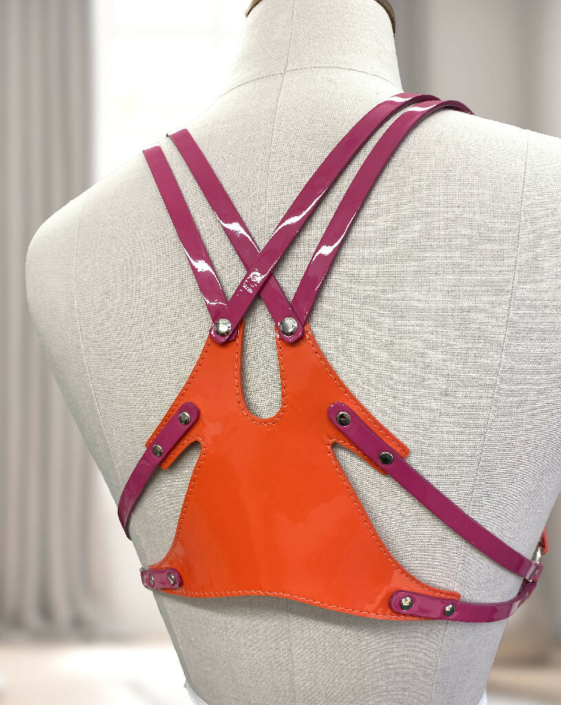 Pink and orange criss cross harness