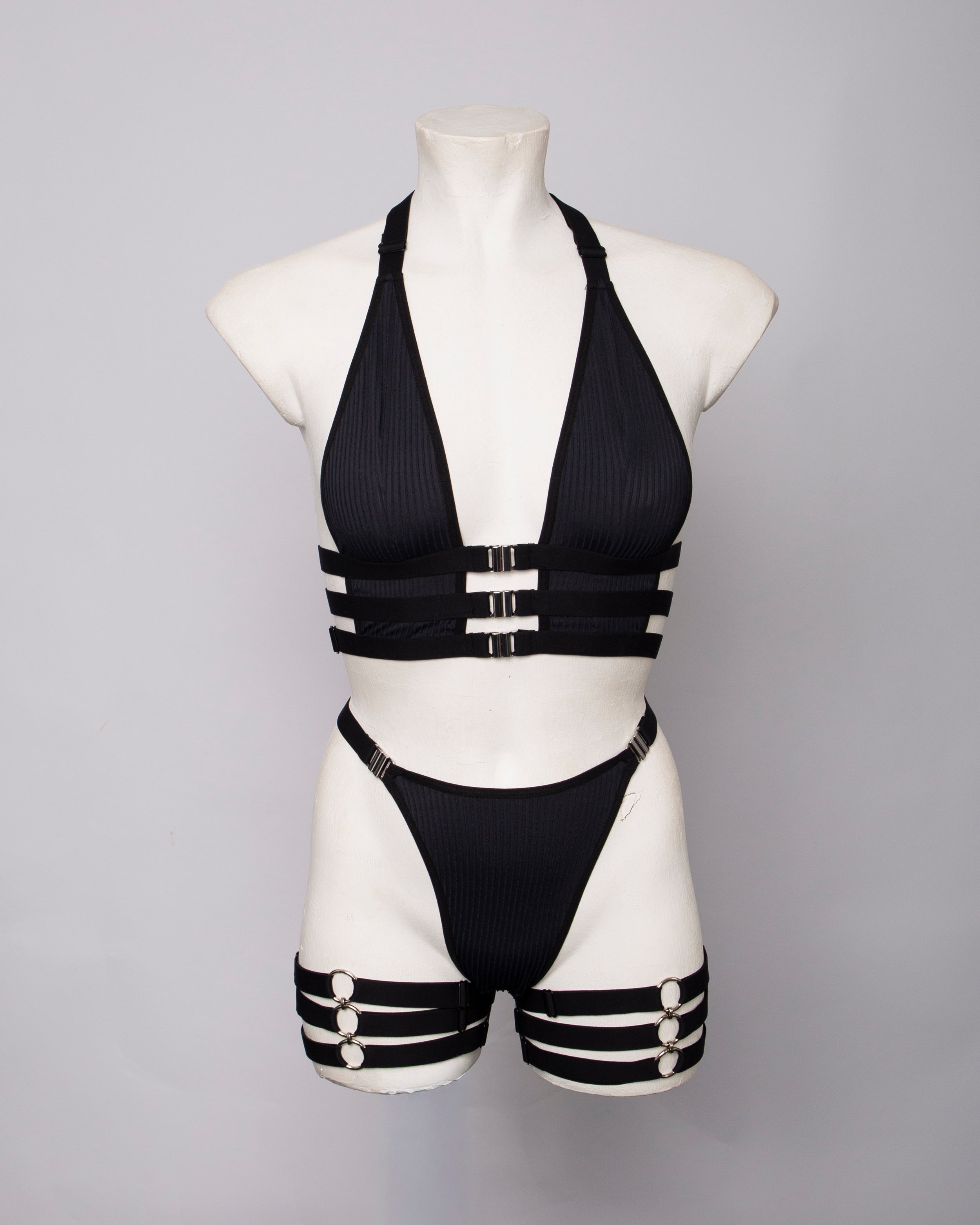 Three Piece Garter Lingerie Set - DAPHNE