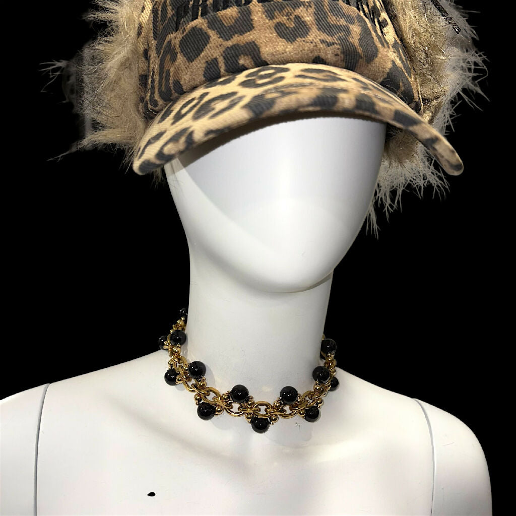 18k gold Natural ONYX TanGle choker /Necklace