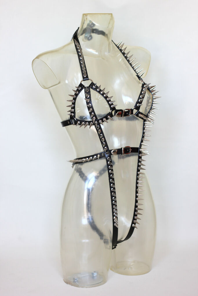 Genuine Leather Monokini Harness with studs