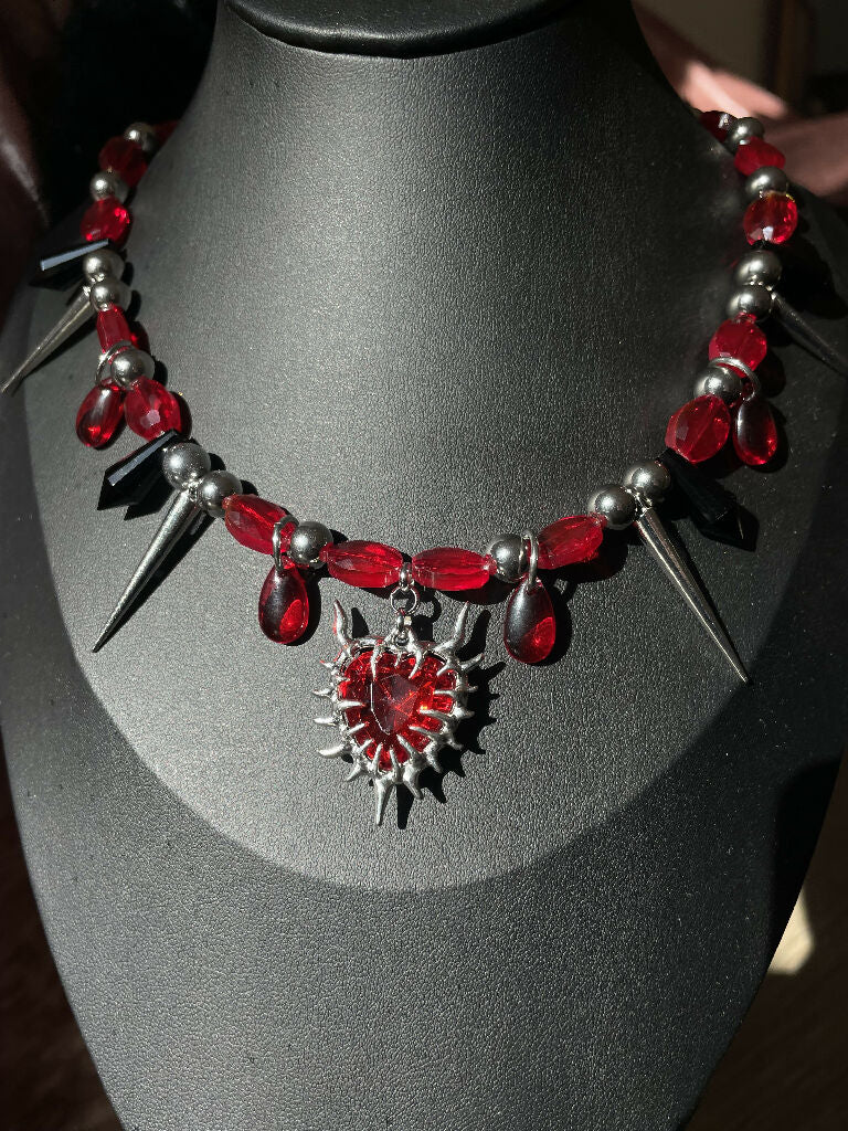 Spiked Red Heart necklace