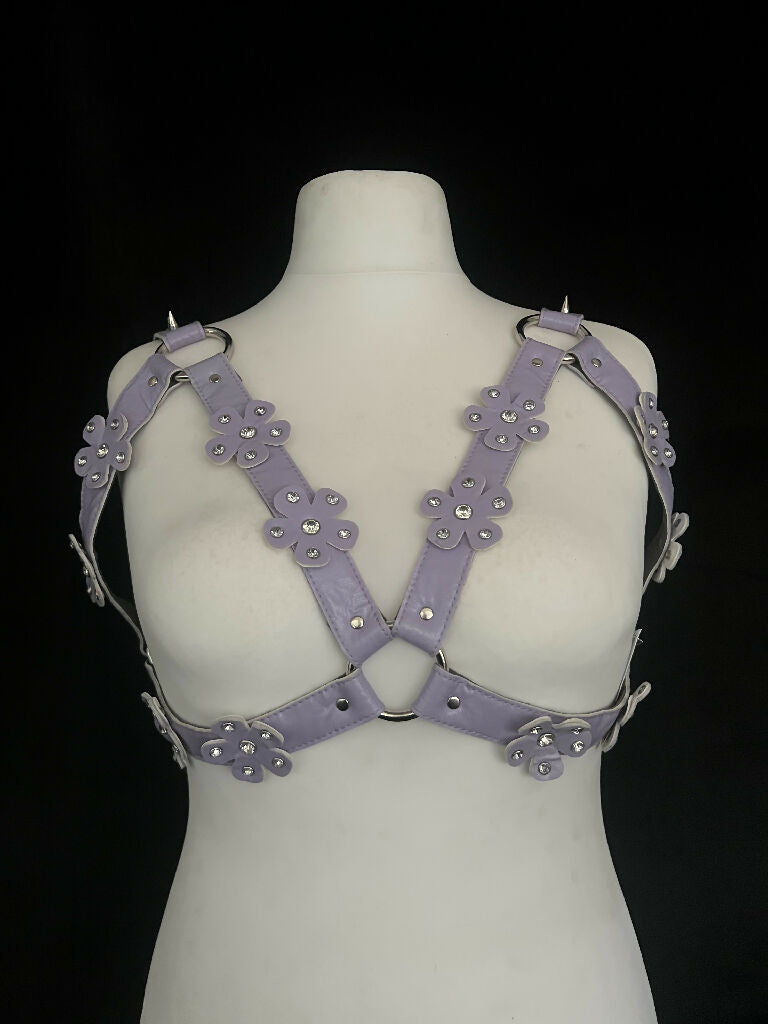 Flower Cage Bra harness With Rhinestones