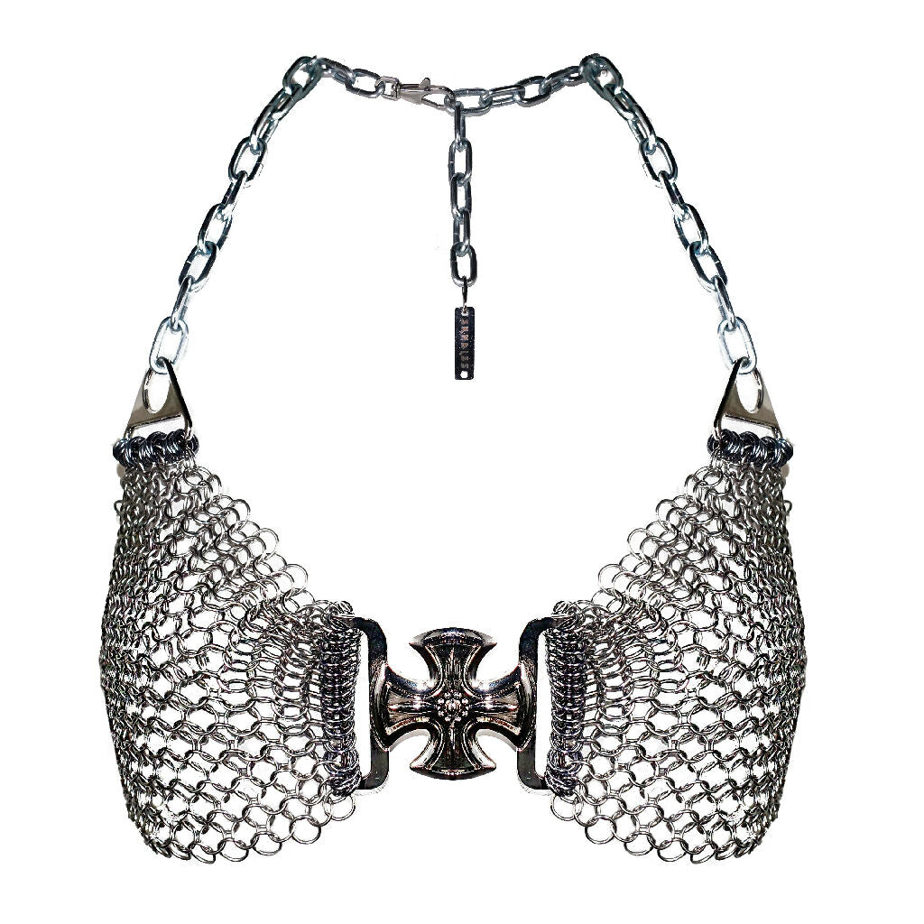 Stainless Steel Chainmail Cross Bra