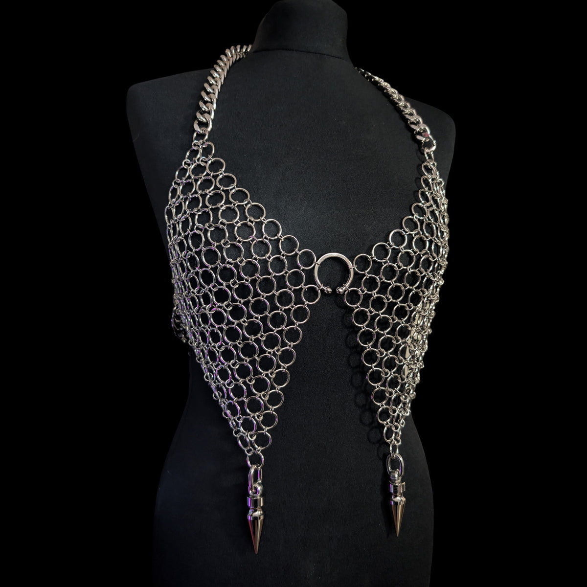DRAGONESS | Chainmail Harness with Chain Detail & Spikes