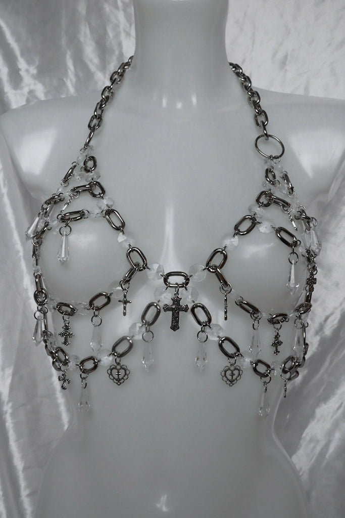 Benedetta crystal chain cross harness and belt set