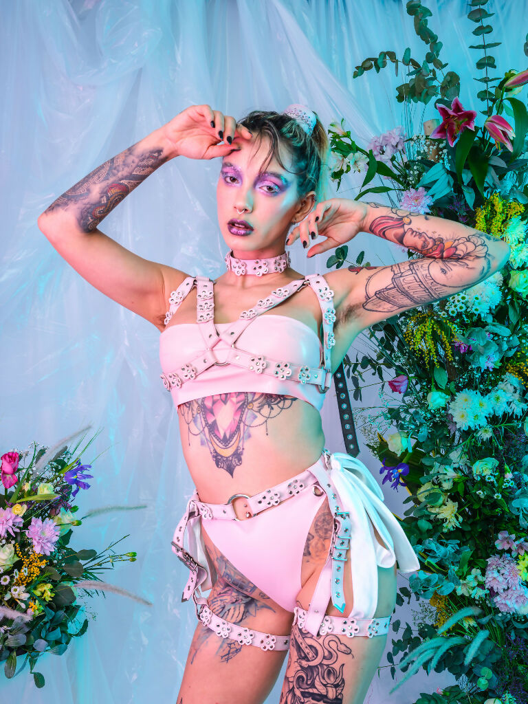 Custom Daisy Cage Bra harness With studs