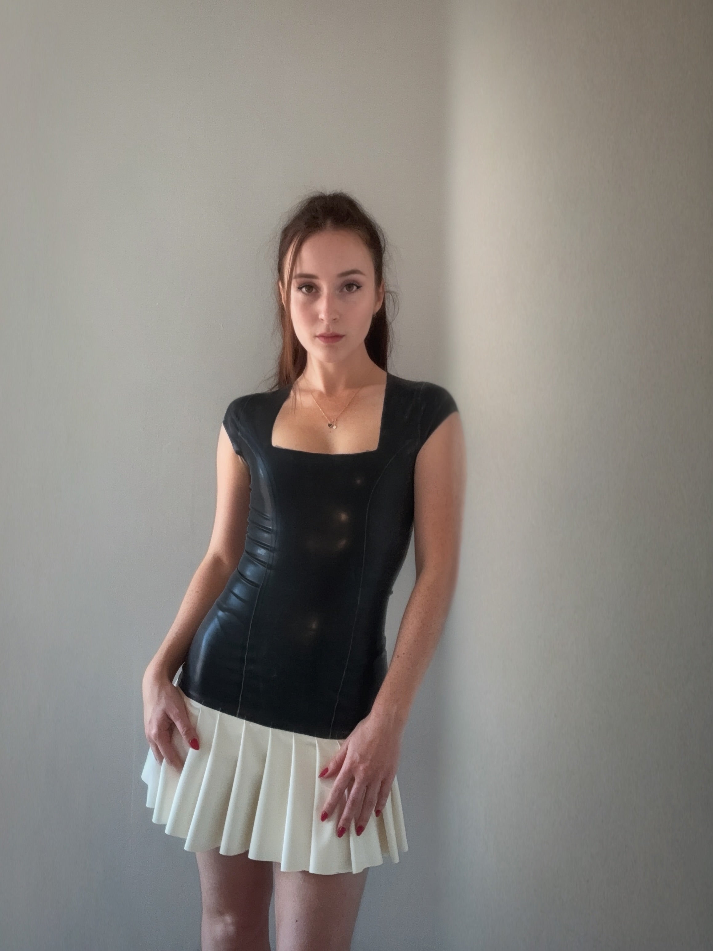 Latex Pleated Mini Dress