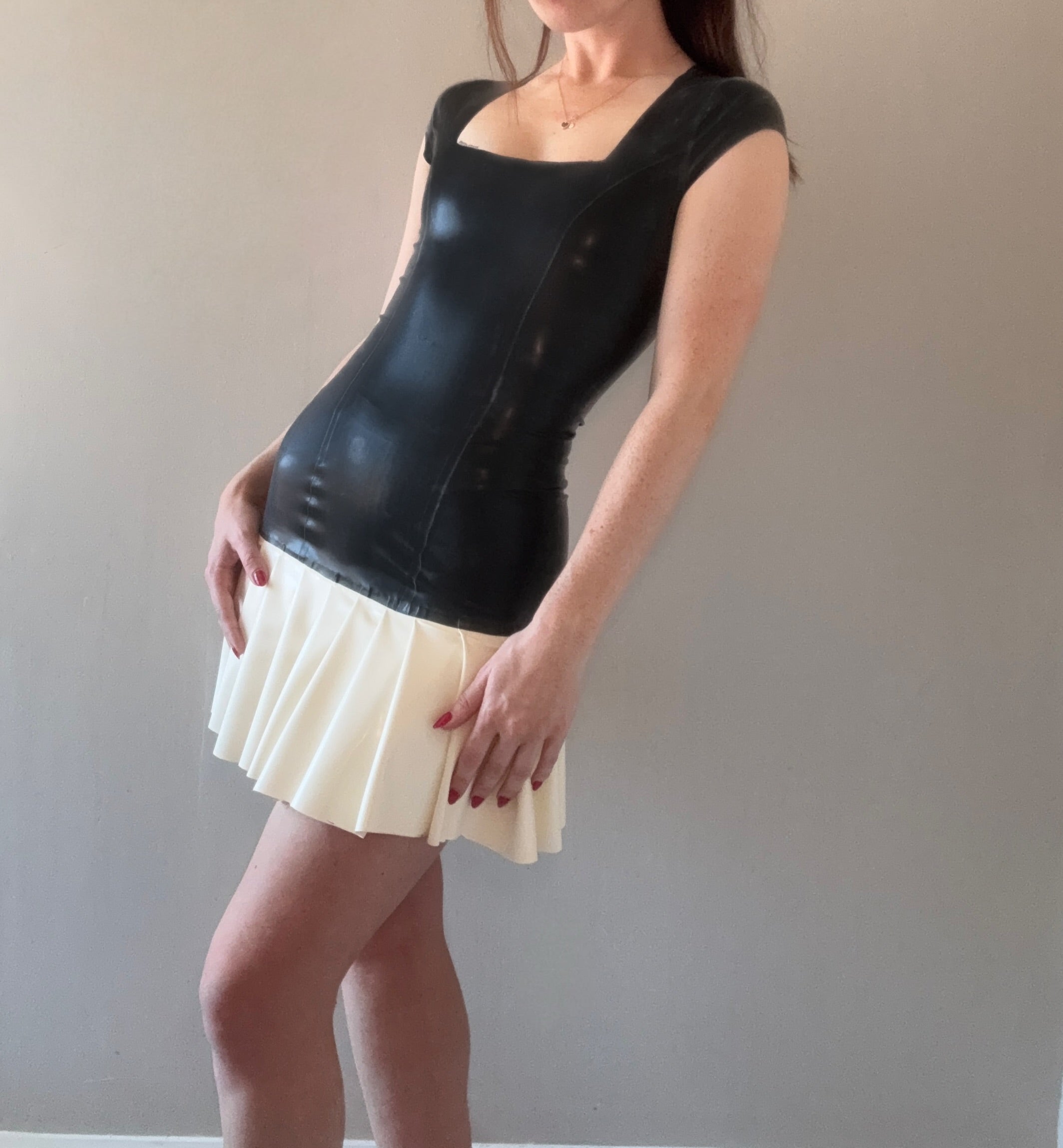 Latex Pleated Mini Dress