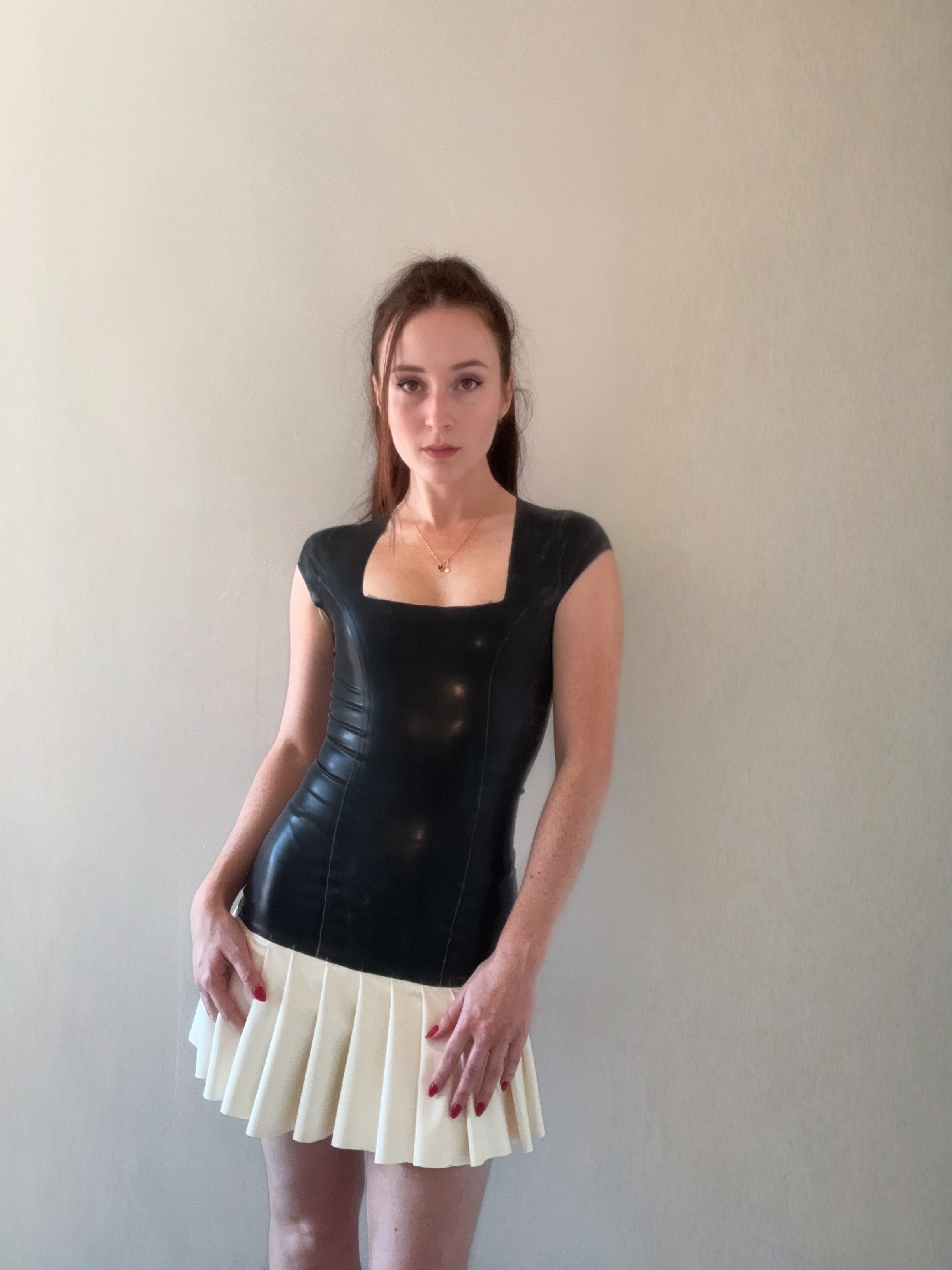 Latex Pleated Mini Dress