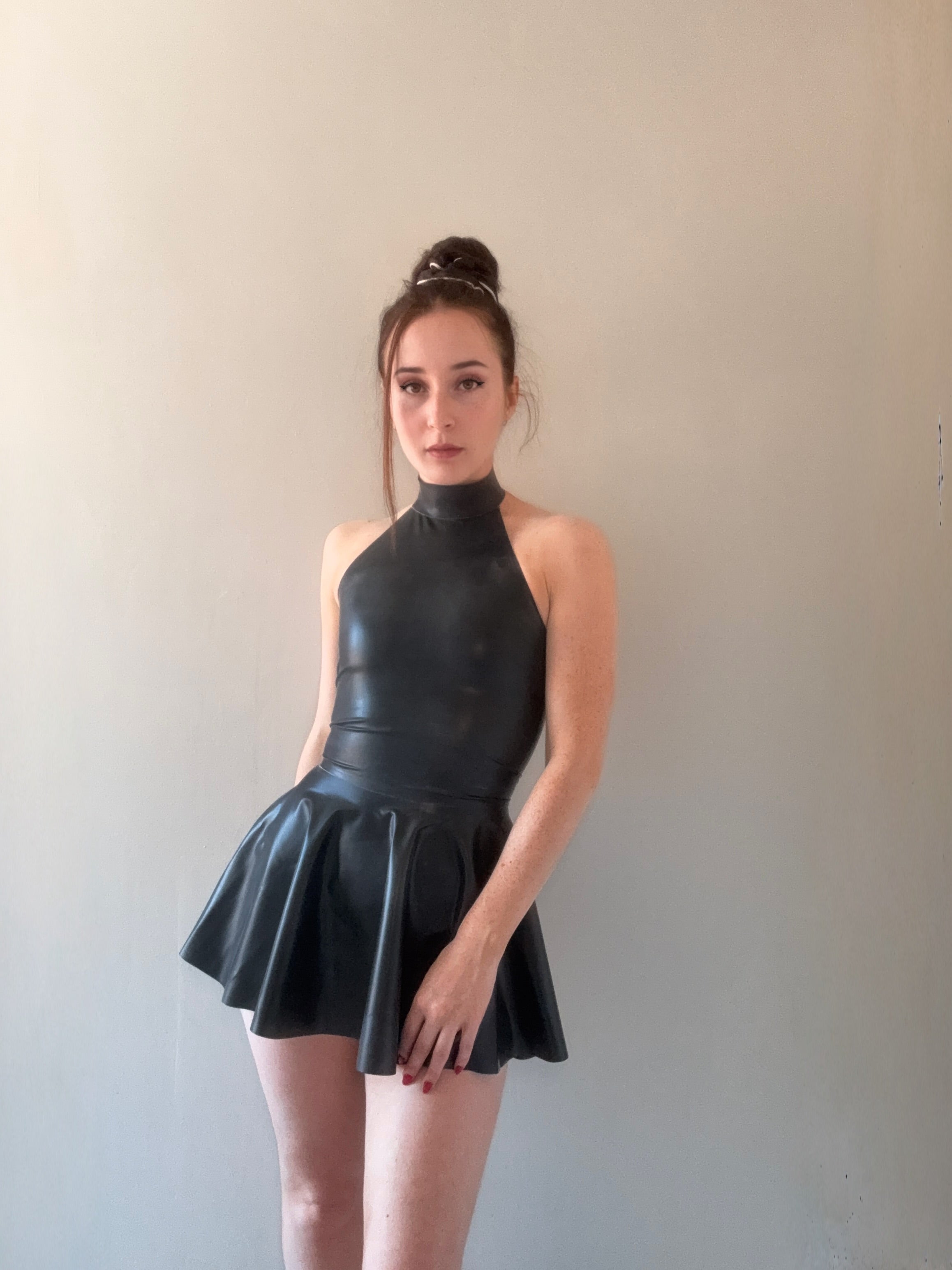 Latex Halter Neck Mini Dress