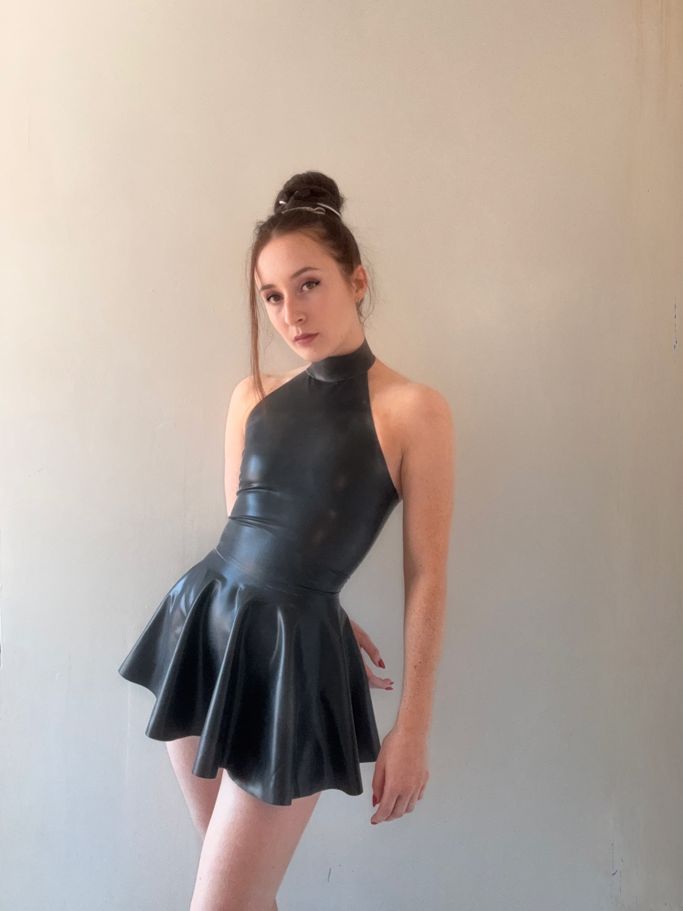 Latex Halter Neck Mini Dress