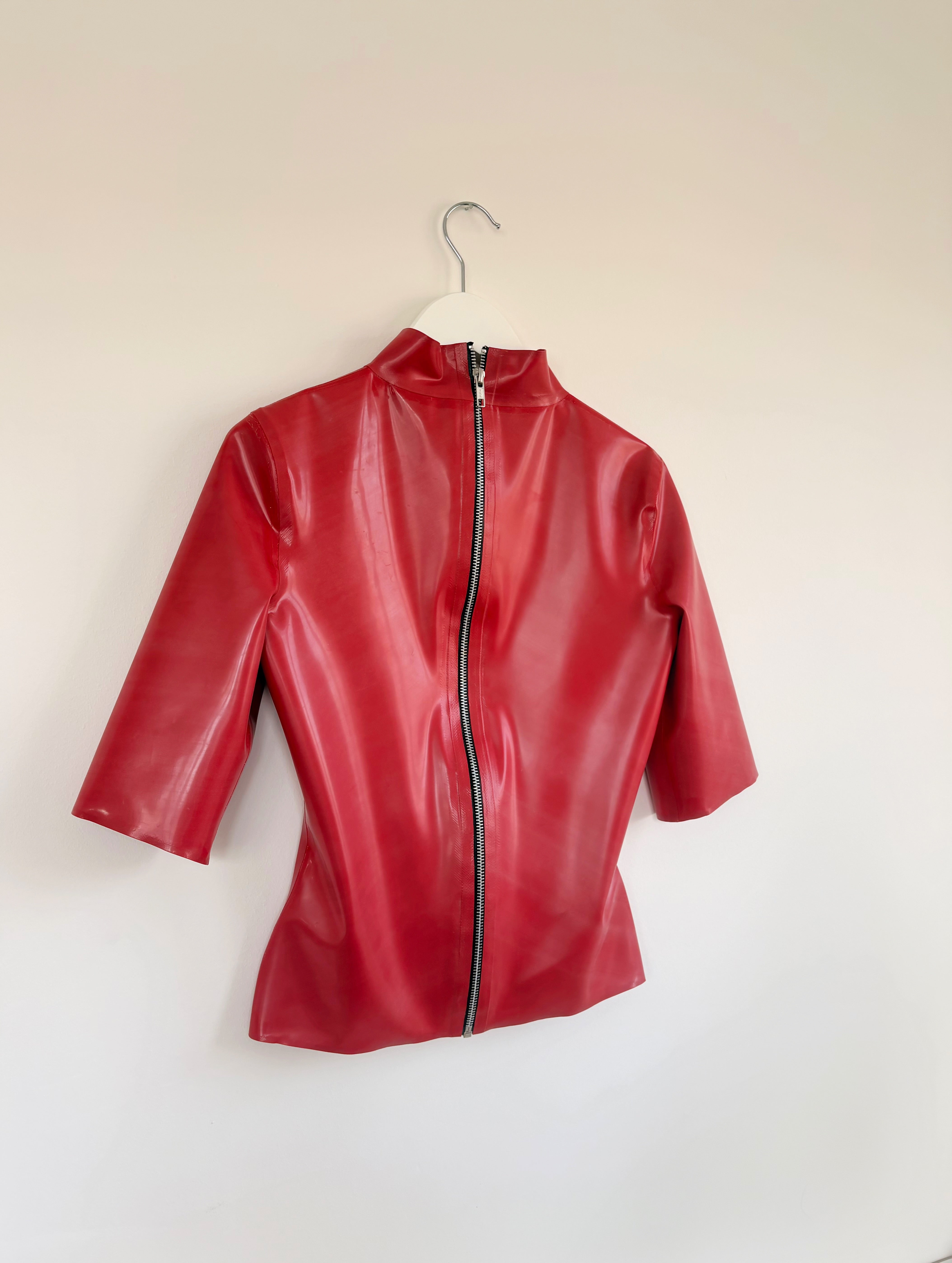 Latex personalised High Neck, Crop Sleeved T-shirt