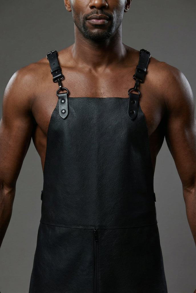 XL Leather Fetish Apron with Zipper