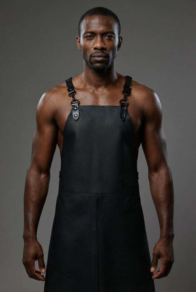 XL Leather Fetish Apron with Zipper