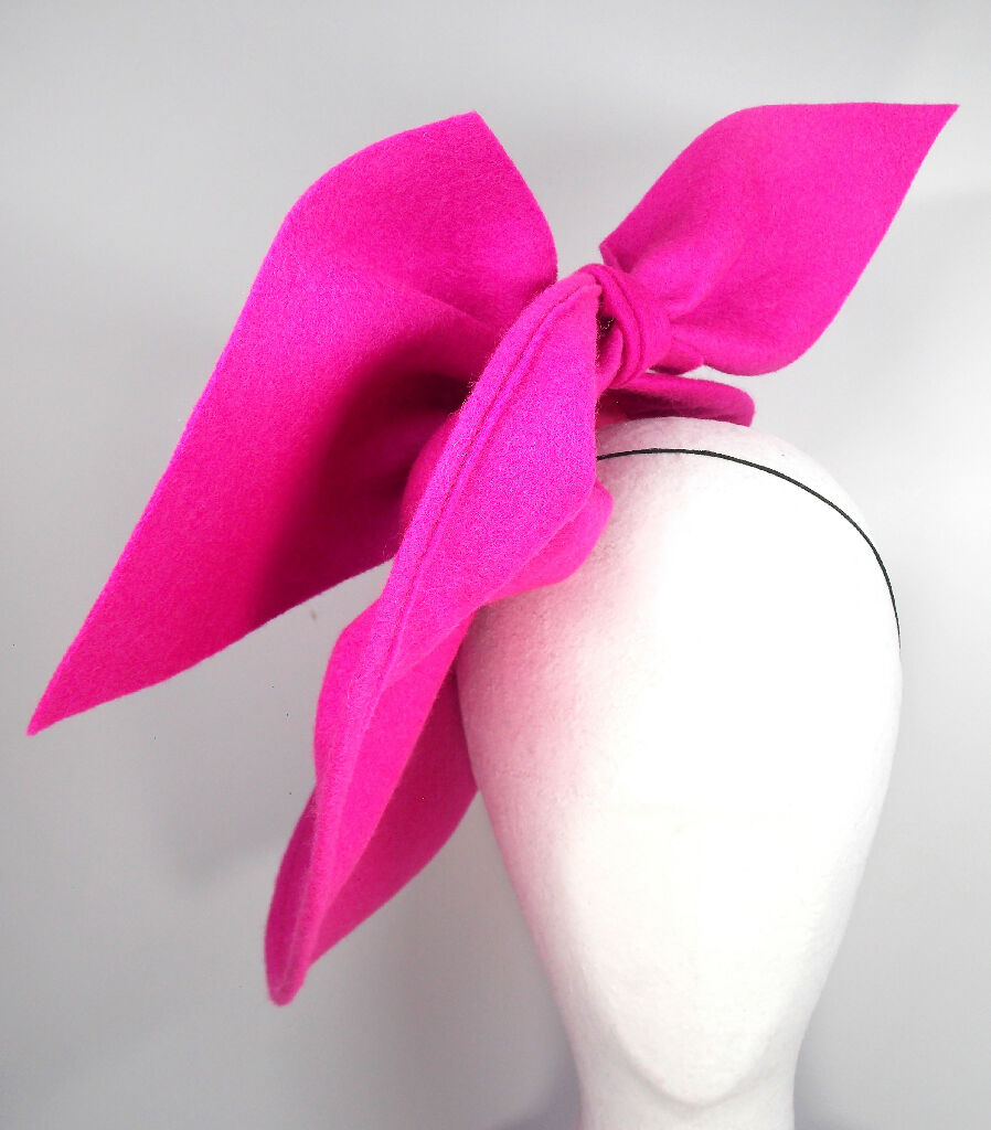 Hot pink 40s bow hat1