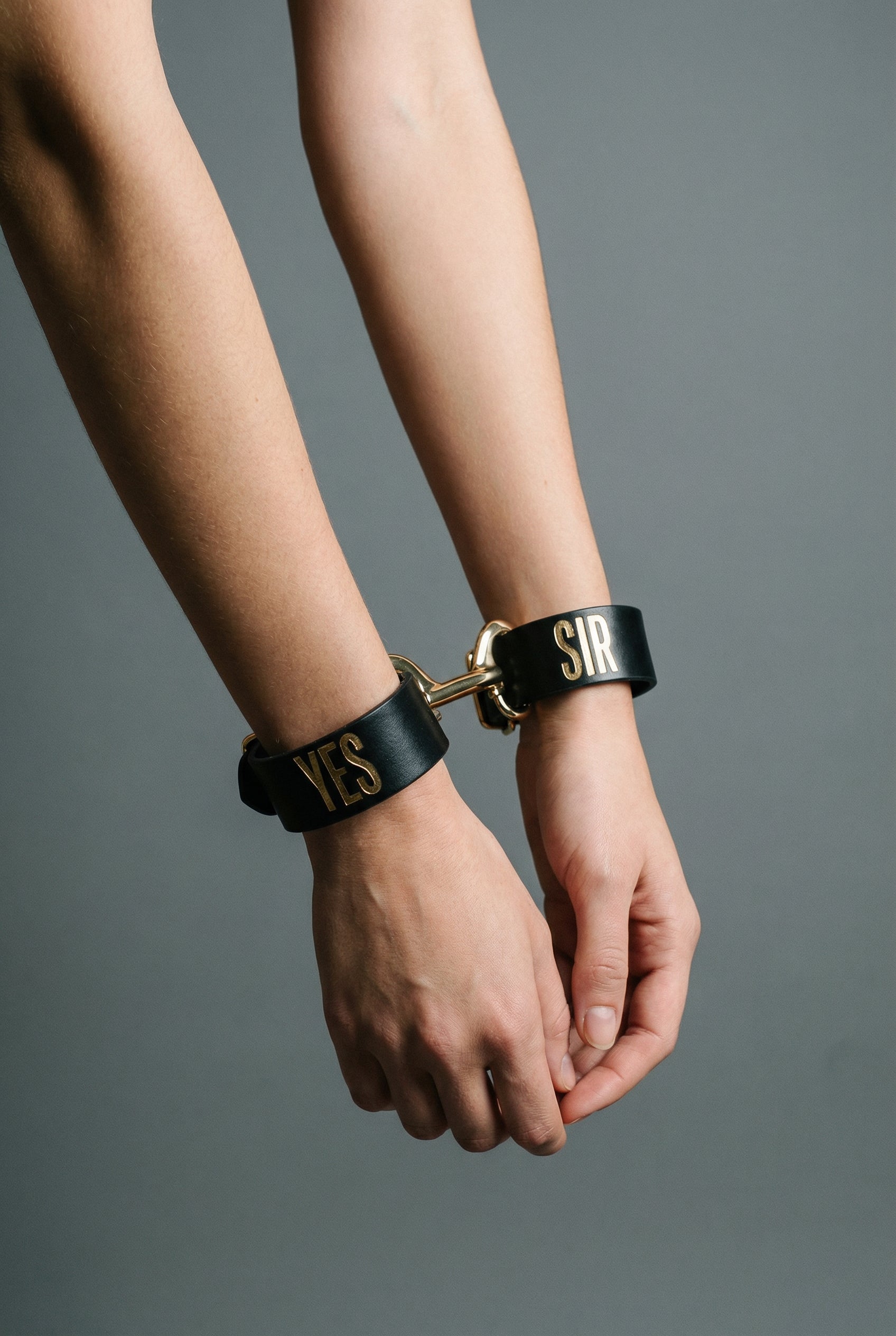 Leather Handcuffs "Yes Sir"