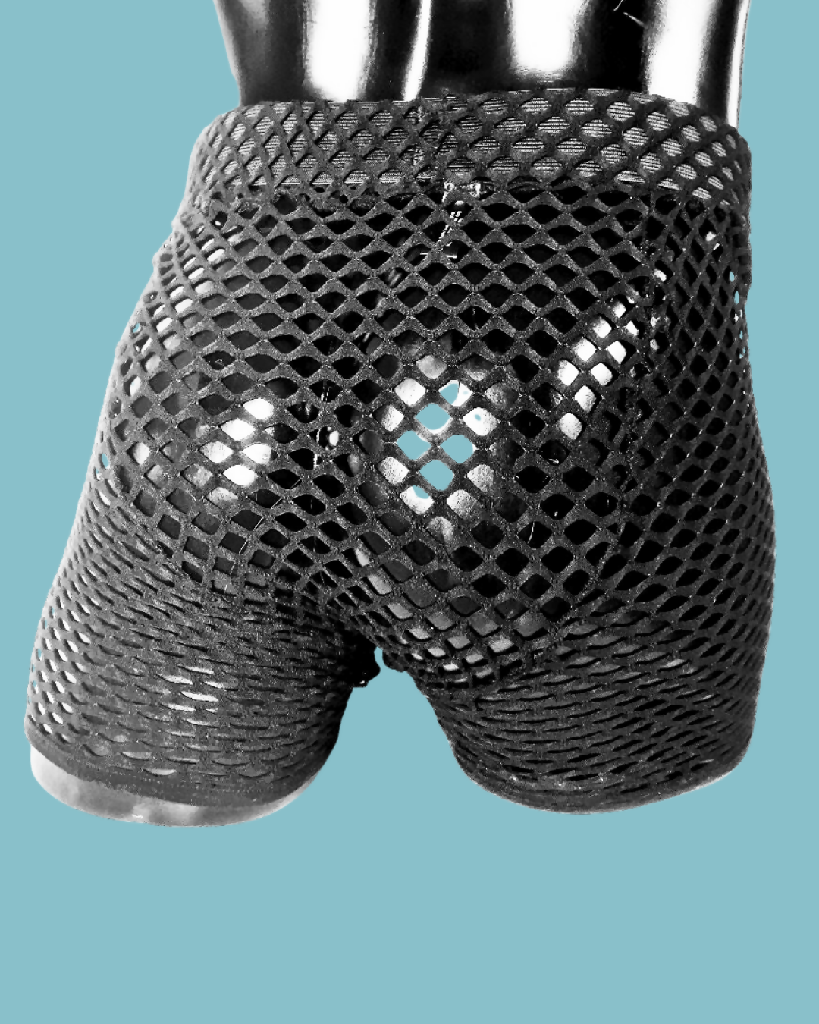 The masc SHORTIE boxer shorts in black fishnet mesh. LIMITED EDITION