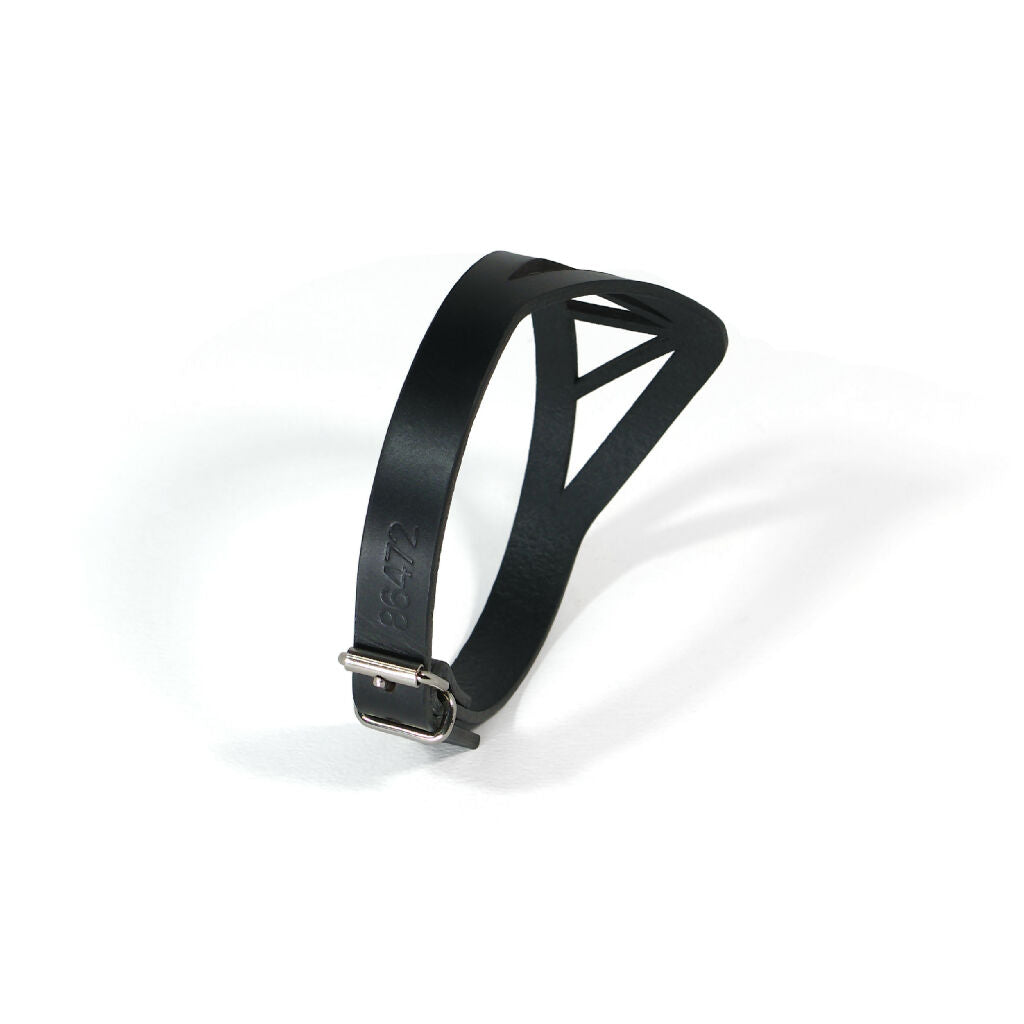 black leather choker with lasercut details