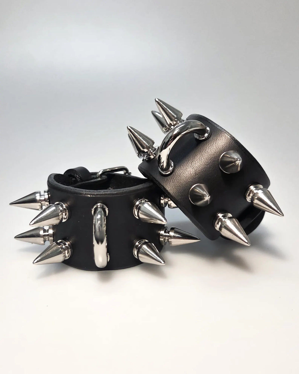 Leather spiked connect cuff