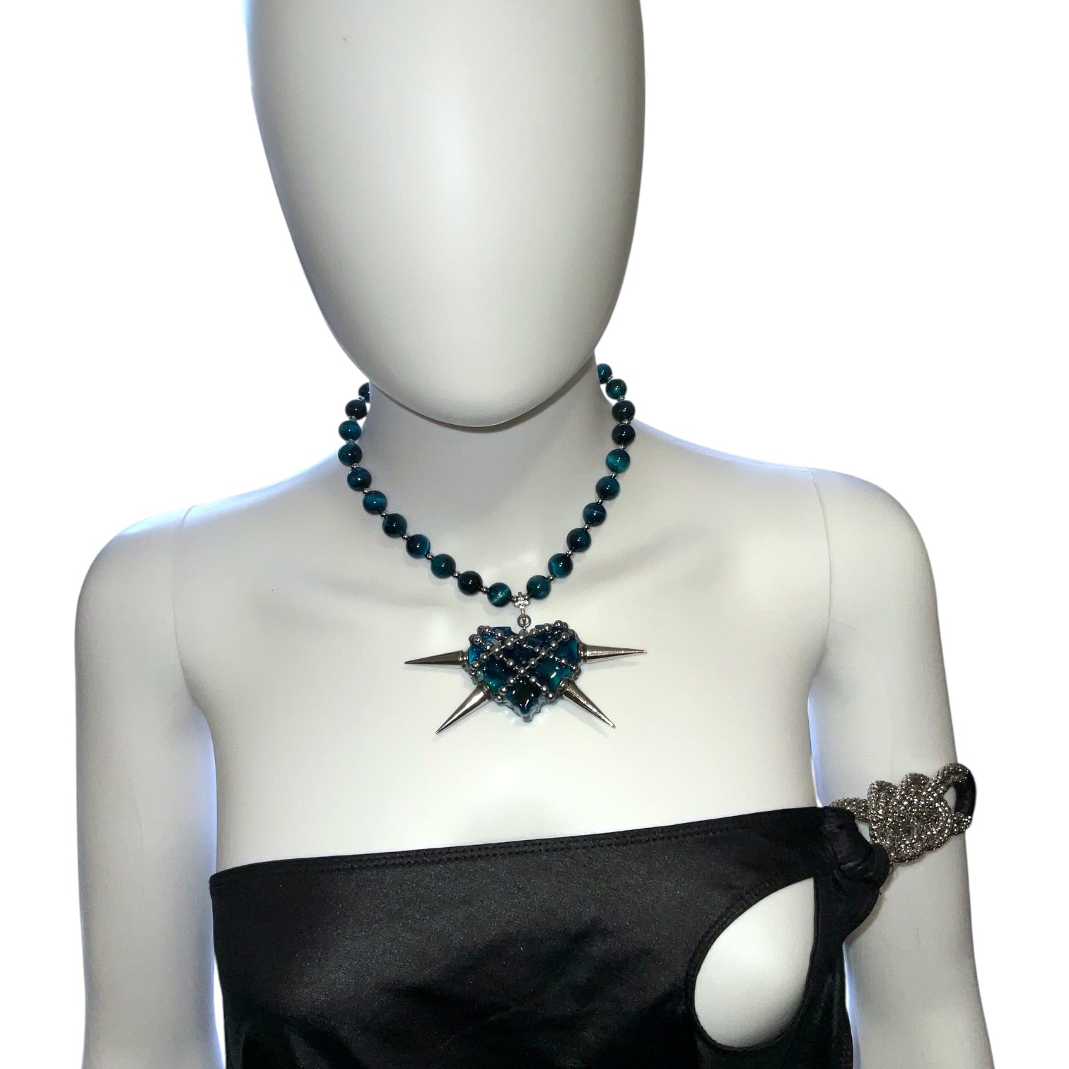 Nocturne Serpent spiked Heart necklace