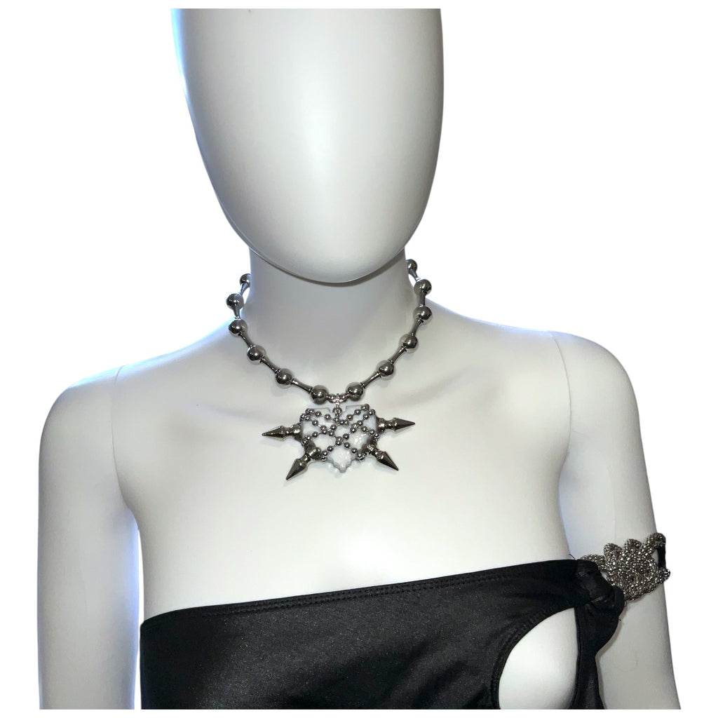 Gaged Steel cyber white Heart necklace