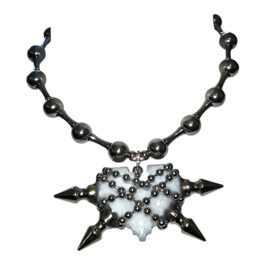 Gaged Steel cyber white Heart necklace