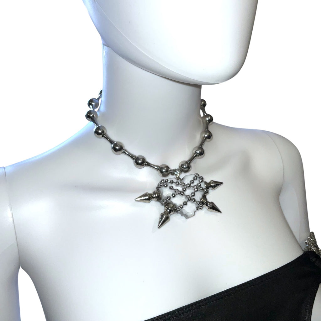 Gaged Steel cyber white Heart necklace