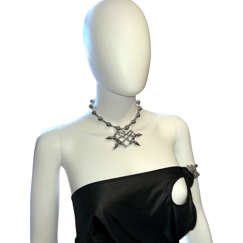 Gaged Steel cyber white Heart necklace