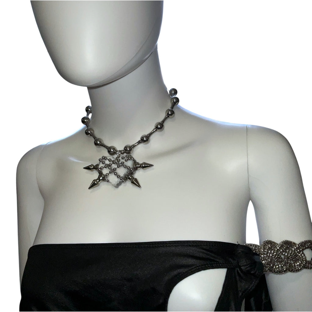 Gaged Steel cyber white Heart necklace