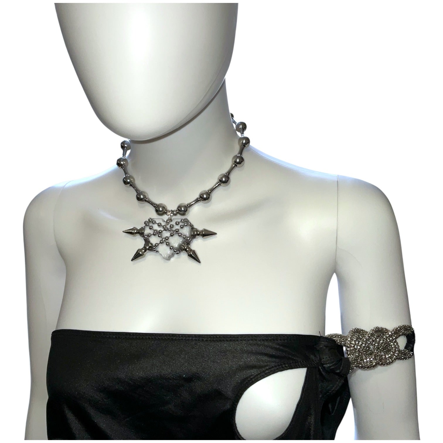 Gaged Steel cyber white Heart necklace