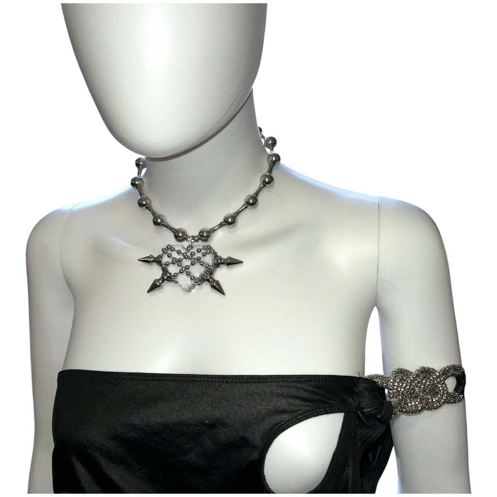 Gaged Steel cyber white Heart necklace