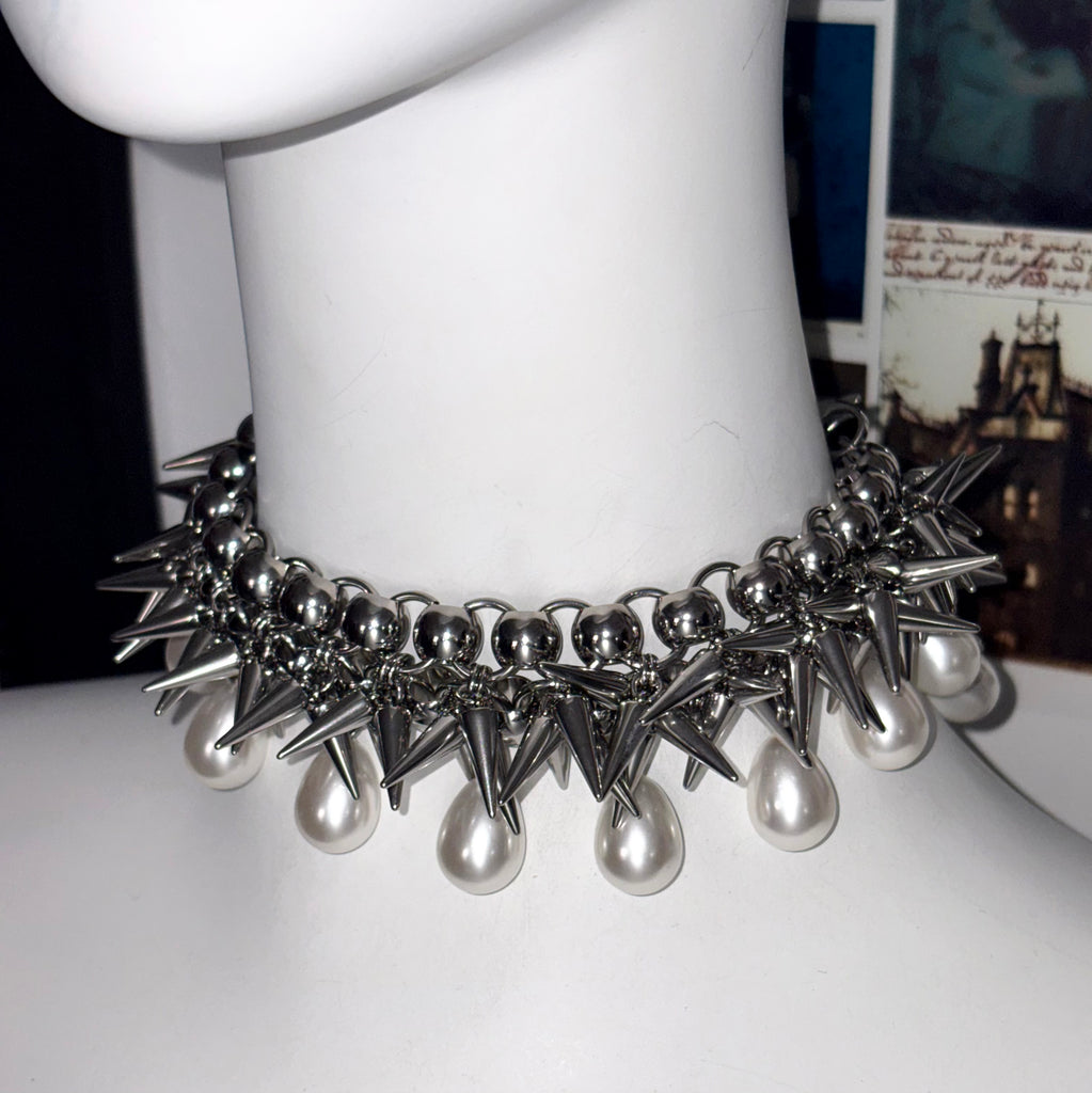 The Siren’s Armour spiked pearls choker /collar / necklace