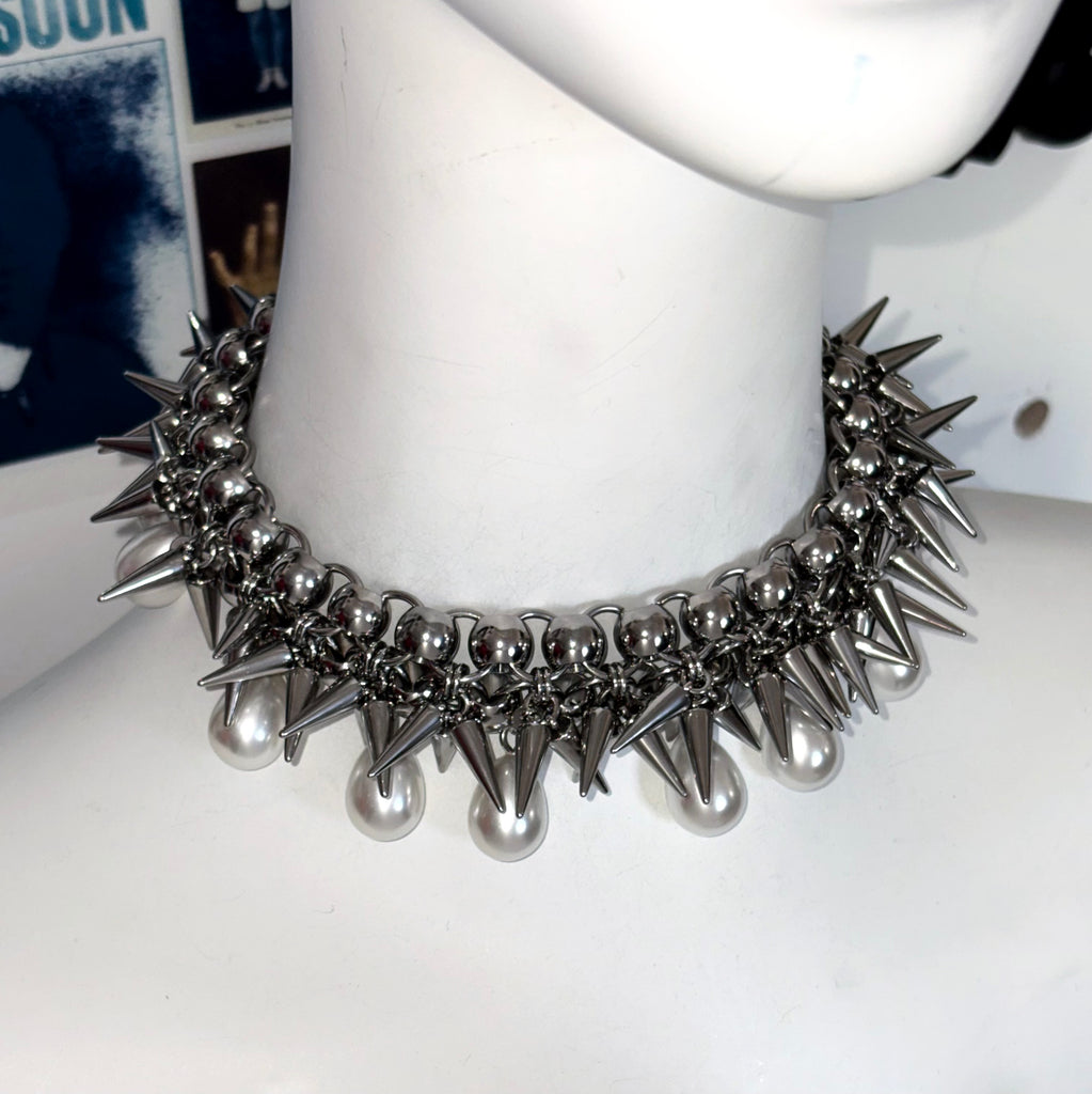 The Siren’s Armour spiked pearls choker /collar / necklace